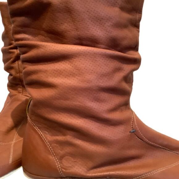 ECCO BROWN BREATHABLE LEATHER PULL ON BOOTIES SIZE 41 - Picture 7 of 16